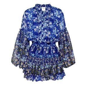 MISA LA New Elisabetta Dress in Lapis Ombre Size M Unlined Smocked Waistband